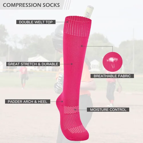 Miniatura 2 de American Trends Calcetines de sóftbol para niñas y adultos, calcetines de béisbol y sóftbol, calcetines deportivos con puntadas, para niñas jóvenes