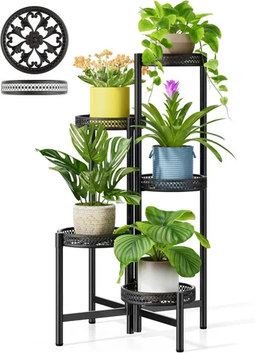 Miniatura 31 de Soporte escalonado para plantas al aire libre de 3 niveles para interiores, estante de flores de metal para múltiples plantas, soportes altos