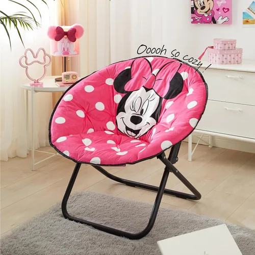 Miniatura 5 de Disney Minnie Mouse - Silla plegable de felpa con platillo plegable de 32 pulgadas y marco de metal para niños, adolescentes y adultos