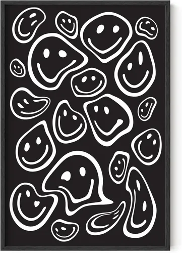 Miniatura 33 de HAUS AND HUES Impresión artística de sonrisas ácidas negras - Individual - 12x16 Smileys negros