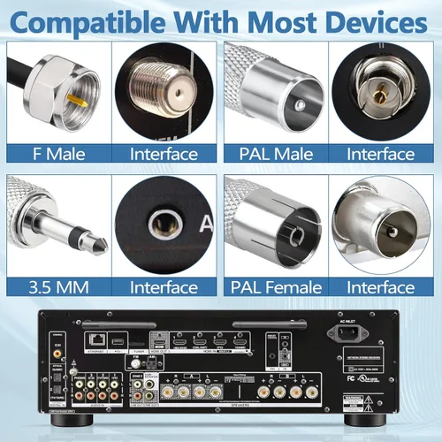 Miniatura 3 de Bingfu Antena FM de repuesto para receptor de radio estéreo para el hogar interior para Pioneer Onkyo, Yamaha, Marantz, Sherwood, radio digital HD