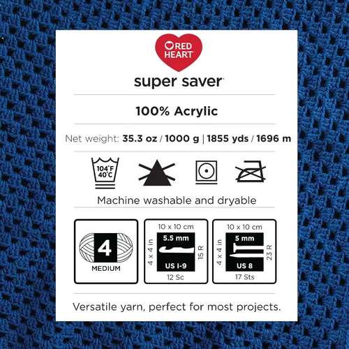 Miniatura 6 de Red Heart Super Saver Jumbo - Ovillo de hilo de color cereza, 1 unidad de 35.2 oz, acrílico 100 %, peso estambre o 4 (medio), 1860 yd, para tejido