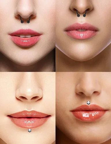 Miniatura 3 de SCERRING Anillos de labio de acero inoxidable de 0.66 oz (16 g) de herradura Labret Monroe, anillos de labio para uñas, tragus rook, hélice
