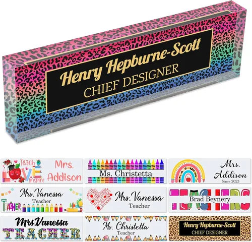 Miniatura 28 de Placa de nombre personalizada para escritorio de profesor para aula, placa de identificación personalizada para escritorios, placa de escritorio