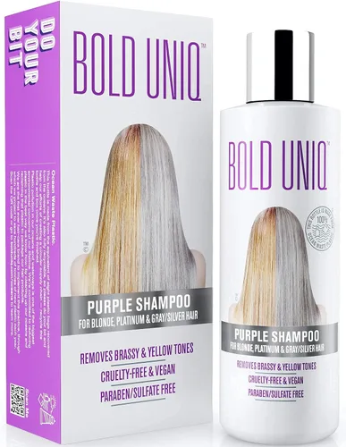 Miniatura 2 de Bold Uniq Purple Shampoo & Boldplex 3 Bond Repair - Paquete de tratamiento capilar revitaliza el cabello decolorado y dañado. Elimina los tonos