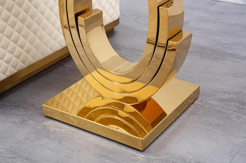 Miniatura 130 de Mesa de centro de cristal de lujo, mesa de centro de sofá de 47 pulgadas con marco de acero inoxidable dorado y parte superior de vidrio negro, mesa