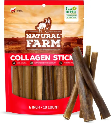 Miniatura 10 de Natural Farm Palitos de colágeno masticables para perros de 6 pulgadas, sin olor, 95% colágeno natural que apoya articulaciones saludables, piel