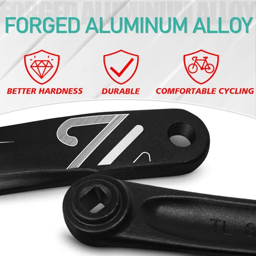 Miniatura 3 de BUCKLOS Juego de bielas para bicicleta eléctrica de montaña con brazo de manivela cuadrado/diamante/hueco - 152MM/170MM/175MM MTB de aluminio