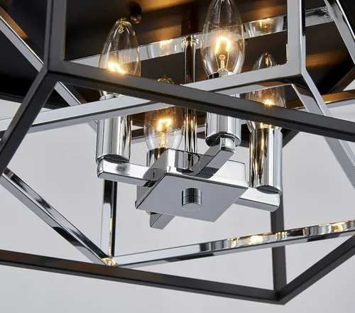 Miniatura 5 de AGV LIGHTING CL035S Lámpara de Techo Moderna de Montaje al Ras, Lámpara de Techo Cuadrada, Base E12 3 Luces, L12 x W12 x H7, Acabado Negro Mate