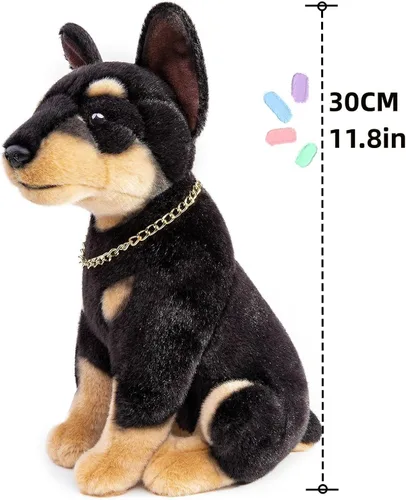 Miniatura 4 de FRANKIEZHOU Simulation Doberman - Peluche realista de 12 pulgadas, perro de peluche suave de Doberman, perro de peluche, regalos para niños