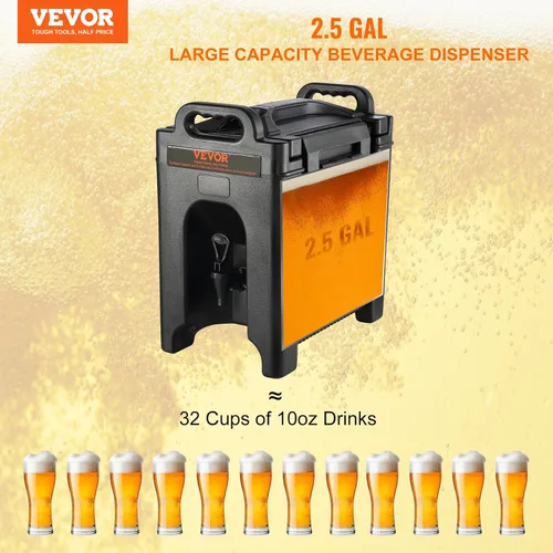 Miniatura 2 de VEVOR Dispensador de Bebidas Aislado, 2.5 Galones, Servidor de Bebidas Calientes y Frías de LDPE Grado Alimenticio, Dispensador Enfriador de Bebidas