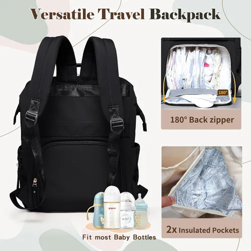 Miniatura 3 de miss fong Mochila para Pañales - Bolsa de Pañales para Bebé Mochila de Viaje para Pañales con Almohadilla Cambiadora de Pañales Mochila para Bebé