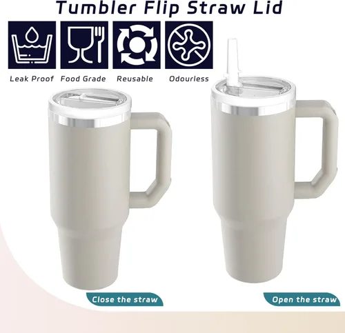 Miniatura 3 de 1 paquete de tapa con pajita abatible de 40 onzas, reemplazo para taza Stanley Quencher, tapa de taza a prueba de fugas y resistente a derrames