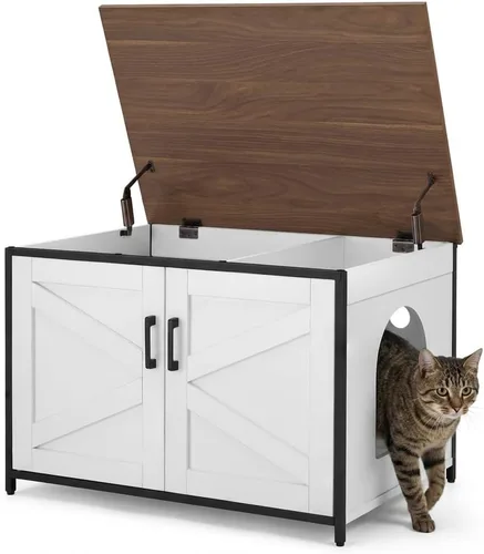 Miniatura 19 de unipaws Muebles Gabinete para Caja de Arena de Gatos, Baño para Gatos, Cubierta de Caja de Arena Oculta, Gabinete para Gato Grande, Cajas de Arena