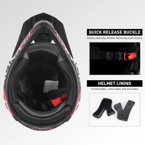 Miniatura 5 de SPARK DOT Certified Youth Motocross Helmet Kids Dirt Bike Helmets - Full Face, Lightweight & Breathable for Off-Road E-Bike BMX MX ATV