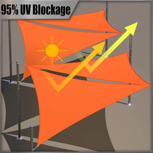 Miniatura 3 de Amgo Vela de Sombra Solar Cuadrada Rectangular Naranja de 4' x 4' Tamaño Personalizado Impermeable Pedido para Hacer UPF50+ AMWTPR0712 Toldo