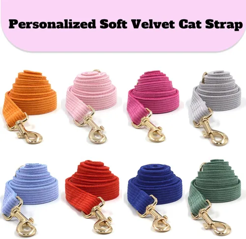 Miniatura 4 de Collar de gato personalizado con nombre de mascota, número de teléfono, hebilla de metal grabada, collares de terciopelo ajustables personalizados