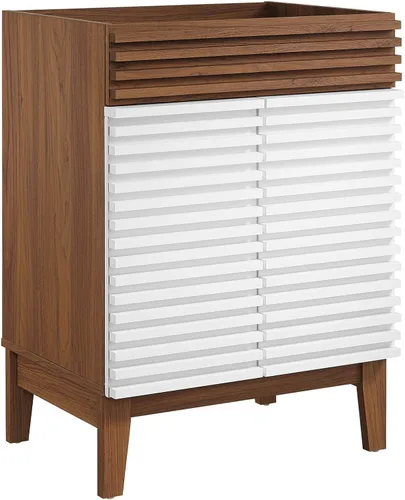 Miniatura 12 de Modway Gabinete de tocador de baño Render en negro - Lavabo no incluido