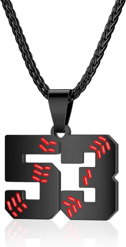 Miniatura 41 de Collar con número de béisbol para niños 00-99, collar con número de camiseta de béisbol de acero inoxidable, colgante personalizado, regalo