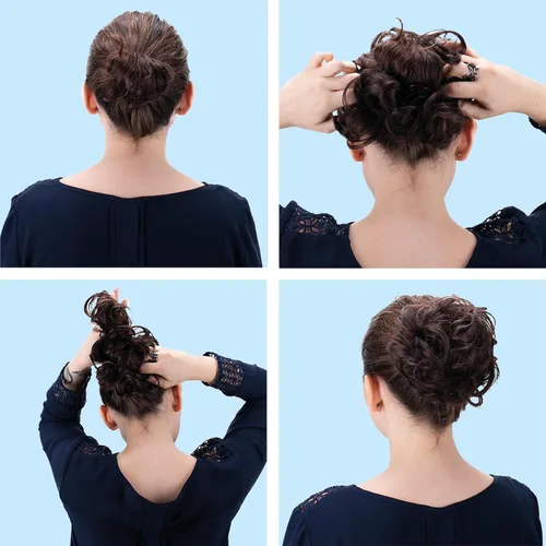 Miniatura 6 de CAISHA by Prettyshop Hairpiece Scrunchy Updo Bridal Peinado Voluminoso Ondulado Moño Desordenado Mezcla Rubio G13AL