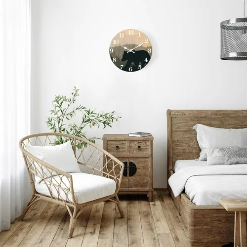 Miniatura 4 de XFM Reloj de Pared de Oso de Cabaña Operado con Batería de 10 Pulgadas Silencioso de Madera Relojes de Pared Rústicos de Granja para Decoración