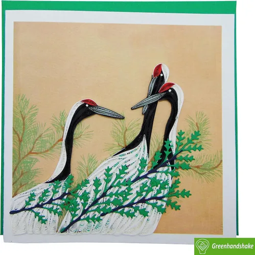 Miniatura 3 de Grues de Momoyogusa – Flores de Cien Generaciones (1909) de Kamisaka Sekka Tarjeta de Felicitación de Arte Filigrana, Tarjeta de Felicitación