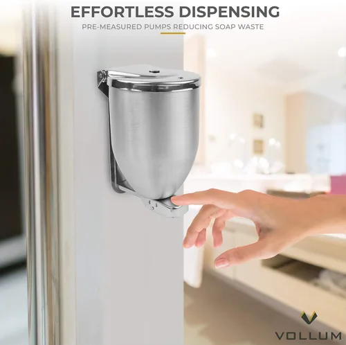 Miniatura 4 de Vollum Dispensador de jabón en polvo, dispensador de jabón de baño de acero inoxidable de 32 onzas con tapa de relleno grande, dispensador de jabón