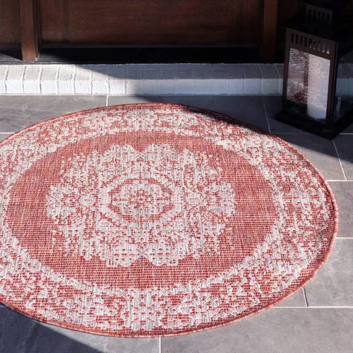 Miniatura 37 de Unique Loom Alfombra de la colección tradicional para exteriores, desgastada durante el tiempo (octágono de 5 pies y 3 pulgadas, azul/gris)