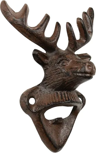 Abrebotellas de pared con calavera de ciervo - Abrebotellas de hierro fundido con cuernos de cabeza de ciervo para cocina, cueva de hombre,