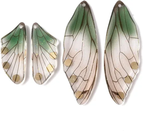 Miniatura 2 de 10 juegos de dijes de resina de alas de mariposa de cristal de imitación de resina transparente de insectos colgantes con polvo de purpurina