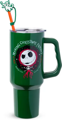 Miniatura 52 de Silver Buffalo Disney Lilo and Stitch Aloha - Vaso de acero inoxidable de doble pared con asa y pajilla, se adapta al portavasos estándar, 40 onzas