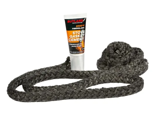 Miniatura 2 de Kit de reemplazo de junta para estufa de leña Rutland, junta impregnada de grafito y adhesivo, cuerda de 3/4" x 7', color negro