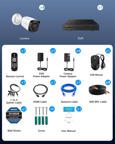 Miniatura 9 de OOSSXX Full HD 5MP Definición Sistema de Cámaras de Seguridad Cableado Hogar Exterior Cámaras de Videovigilancia Cámaras CCTV Sistema de Seguridad