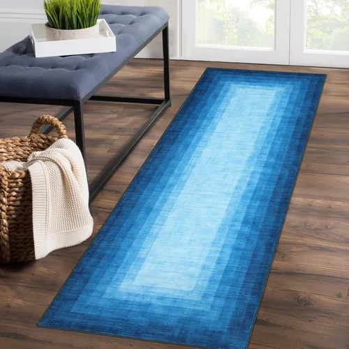 Miniatura 37 de WESTLOOM Alfombra de pasillo de 2 x 6 pies, lavable, moderna, con bordes, antideslizante, resistente a las manchas, borde geométrico, alfombra