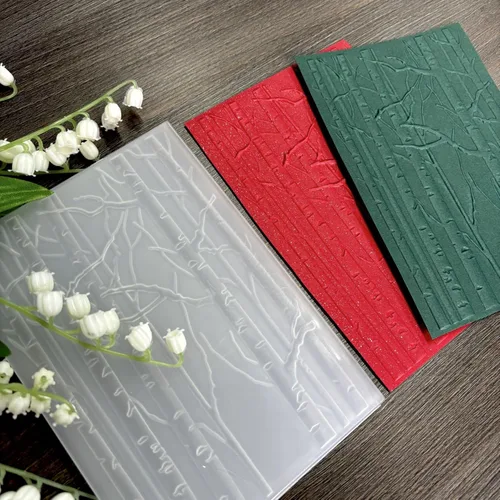Miniatura 4 de DIYology Carpetas en relieve 3D de bosque para hacer tarjetas, fondo de abedul con textura de fondo en relieve para manualidades, manualidades