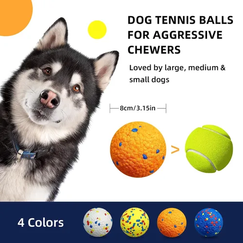 Miniatura 2 de 4 pelotas de perro de gran tamaño, pelota de tenis de 3.15 pulgadas para masticadores agresivos, bolas de juguete duraderas para perros, juguetes