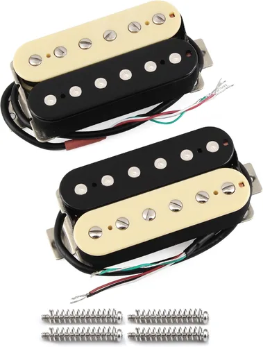 Miniatura 14 de FLEOR Alnico 5 Pastillas de Guitarra Doble Bobina Humbucker Juego de Cuello y Puente Blanco