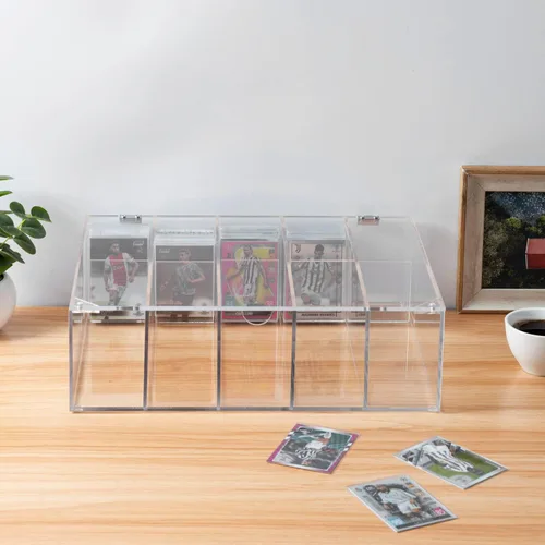 Miniatura 2 de MyGift Caja de almacenamiento de tarjetas coleccionables de 5 compartimentos, funda protectora de acrílico transparente de alta calidad