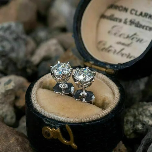 Miniatura 5 de Aretes para mujer, diseño hexagonal clásico y simple, con circonita de un solo diamante, joyería de personalidad de novia, regalos para niñas