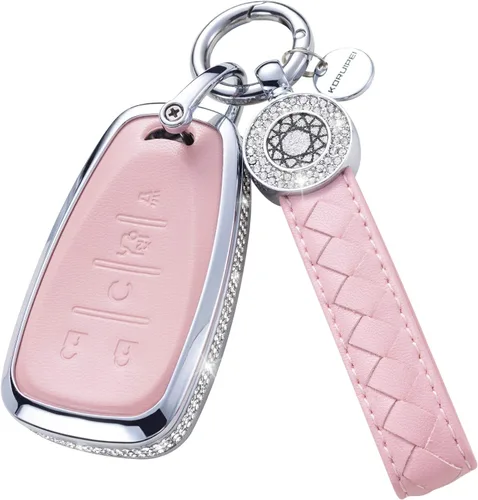 Miniatura 31 de Funda para Llave Honda con Llavero, Carcasa Protectora de Cuero Genuino Rosa con Cristales Compatible con Honda Accord Civic CRV Pilot Odyssey 2022