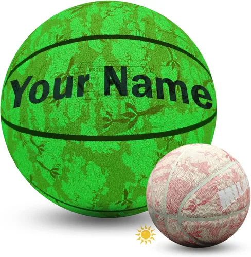 Miniatura 9 de Balón de baloncesto personalizado, que brilla en la oscuridad, regalo de baloncesto personalizado tamaño 7 (29.5"), tamaño 6 (28.5"), tamaño 5 Azul