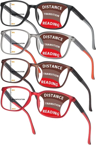 Miniatura 10 de BLOEXCLU Anteojos progresivos de lectura multienfoque para hombres y mujeres, con bloqueo de luz azul, con bisagra de resorte, diseño de dos tonos