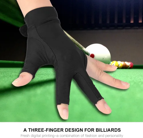 Miniatura 3 de Tbest Guantes de billar para mano izquierda, guantes de piscina, para mano derecha, 8 bolas de billar, 4 colores para adultos, 3 dedos, para billar