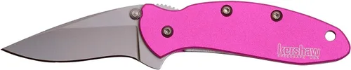 Miniatura 3 de Kershaw Cuchillo de bolsillo rosa cebollino, hoja de acero 420HC de 1.9 pulgadas, mango de acero inoxidable 410, apertura asistida con aleta