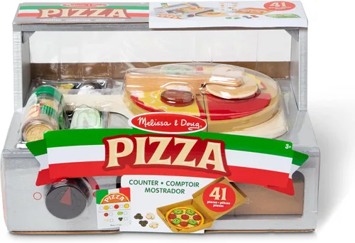 Miniatura 9 de Melissa & Doug - Juego de pizza de madera Top & Bake con comida de juguete (41 piezas) Juguete de preescolar, juego de comida de madera