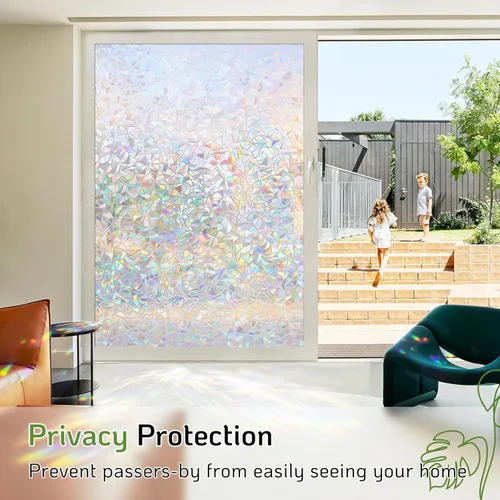 Miniatura 4 de LUTE - Película de privacidad para ventana, película de arco iris, adhesivo estático de vidrio manchado 3D decorativo, adhesivos de vidrio