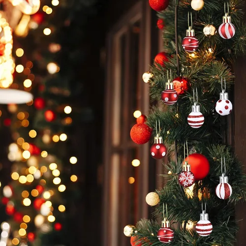 Miniatura 6 de BBTO 40 adornos de bola roja y blanca para colgar, mini bolas brillantes, bombillas en miniatura, adornos de árbol de Navidad para decoración
