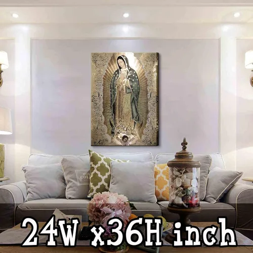 Miniatura 2 de Lienzo decorativo grande con marco de Nuestra Señora de Guadalupe Retrato de la Virgen María, arte de pared Virgen De Guadalupe Cuadros De La Virgen