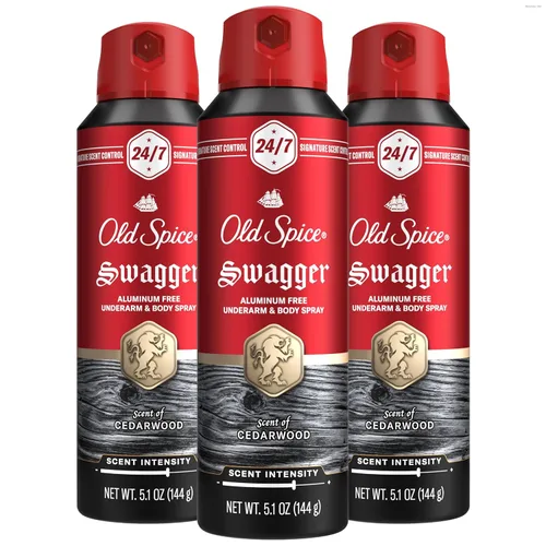 Old Spice Spray corporal sin aluminio para hombres, protección contra olores 24/7, fragancia y frescura duraderas 24/7, aroma de calidad de colonia,