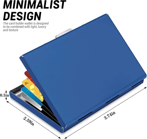 Miniatura 3 de Padike Tarjetero de acero inoxidable para tarjetas de crédito, tarjetero de metal para tarjetas de identificación, carteras RFID, tarjetero